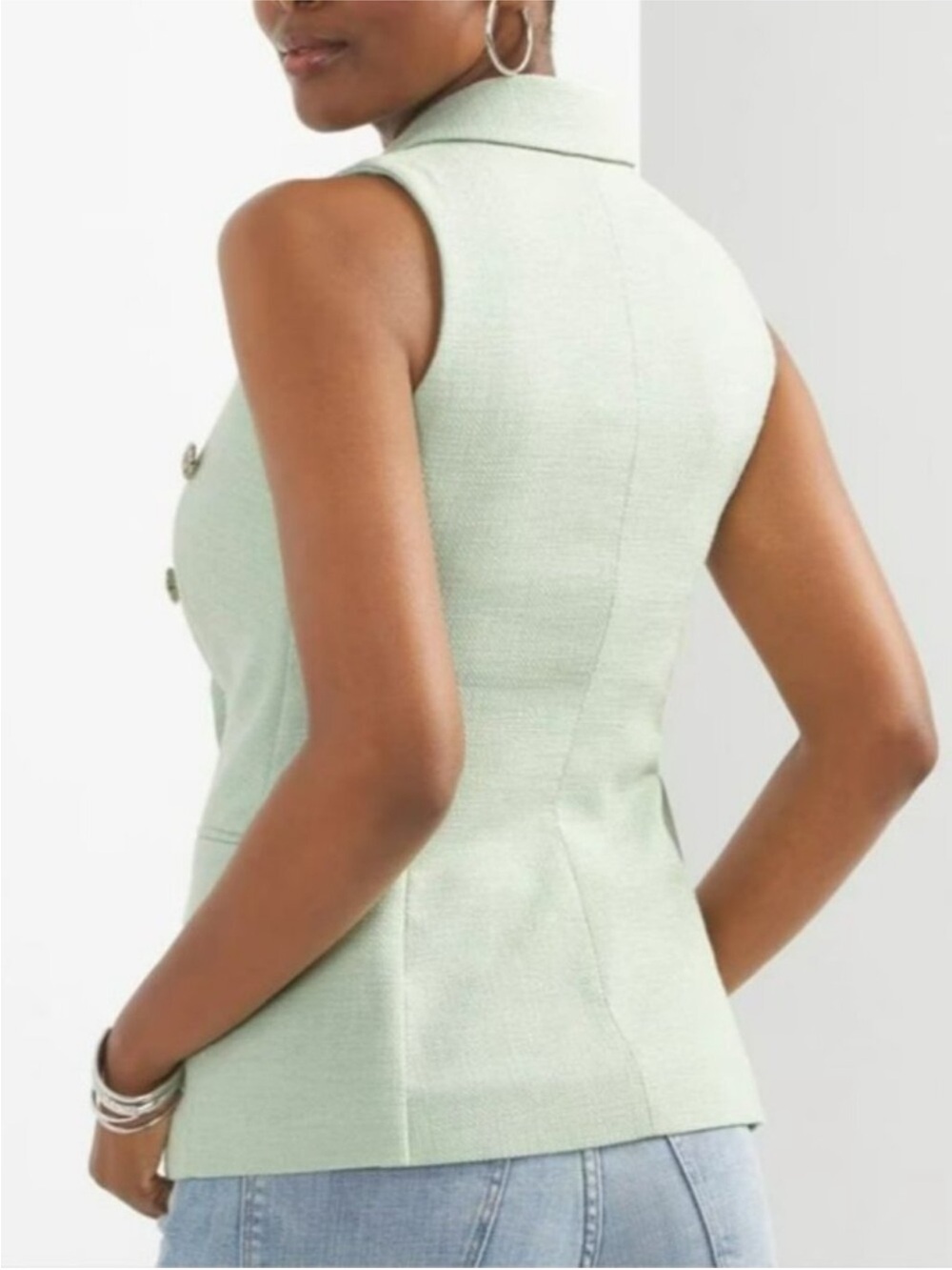 WHBM • Tweed Studio Vest in Sage Mint - Picture 5 of 5